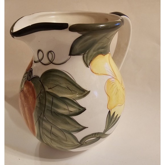 Harvest Pitcher Hand Painted Portugal Pumpkin Fall Jay Wilfred Andrea Sedak - Picture 3 of 14